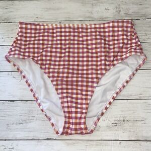 Kona Sol Bikini Bottom Womens Large Pink Gingham High Waist Swim Target Cheeky L